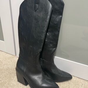 Madden Girl Black Leather Women's Boots